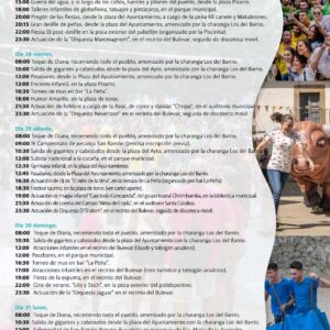 Programa de actividades de las fiestas en honor a San Ramón Nonato y Santa Rosa de Lima de Baños de Montemayor, del 27 al 31 de agosto de 2026