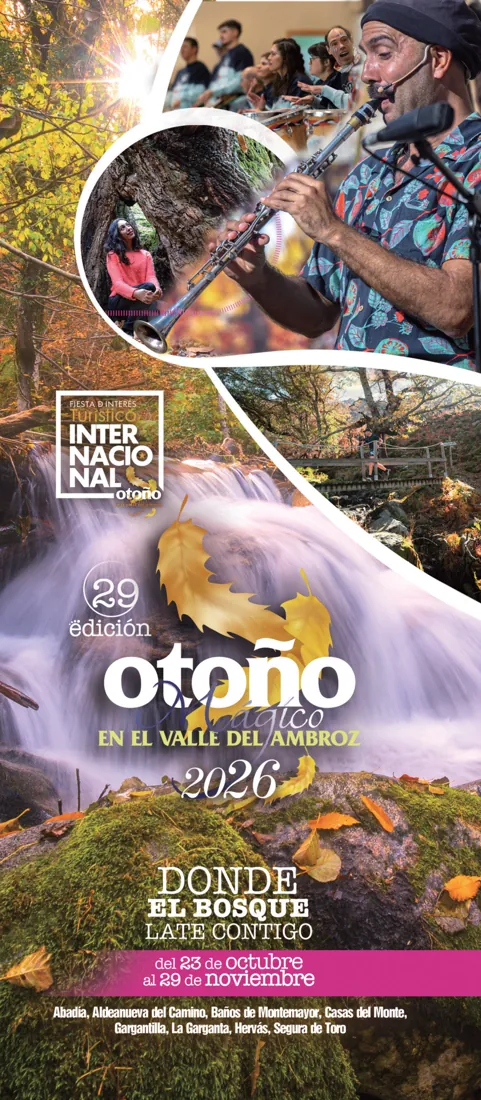 Portada del programa de la 29.ª edición del Otoño Mágico en el Valle del Ambroz, del 23 de octubre al 29 de noviembre de 2026